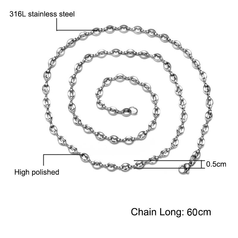 1PC Stainless Steel Necklace Bracelet Domineering Multicolor Coffee Beans Chain Unisex Jewelry Women Men High Quanlity