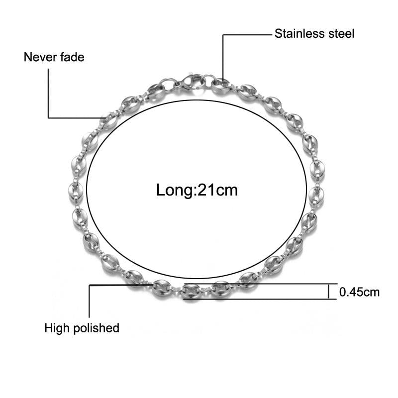 1PC Stainless Steel Necklace Bracelet Domineering Multicolor Coffee Beans Chain Unisex Jewelry Women Men High Quanlity