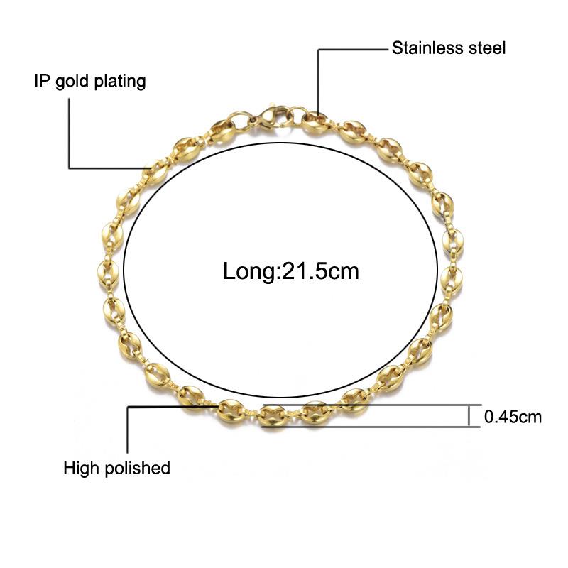 1PC Stainless Steel Necklace Bracelet Domineering Multicolor Coffee Beans Chain Unisex Jewelry Women Men High Quanlity