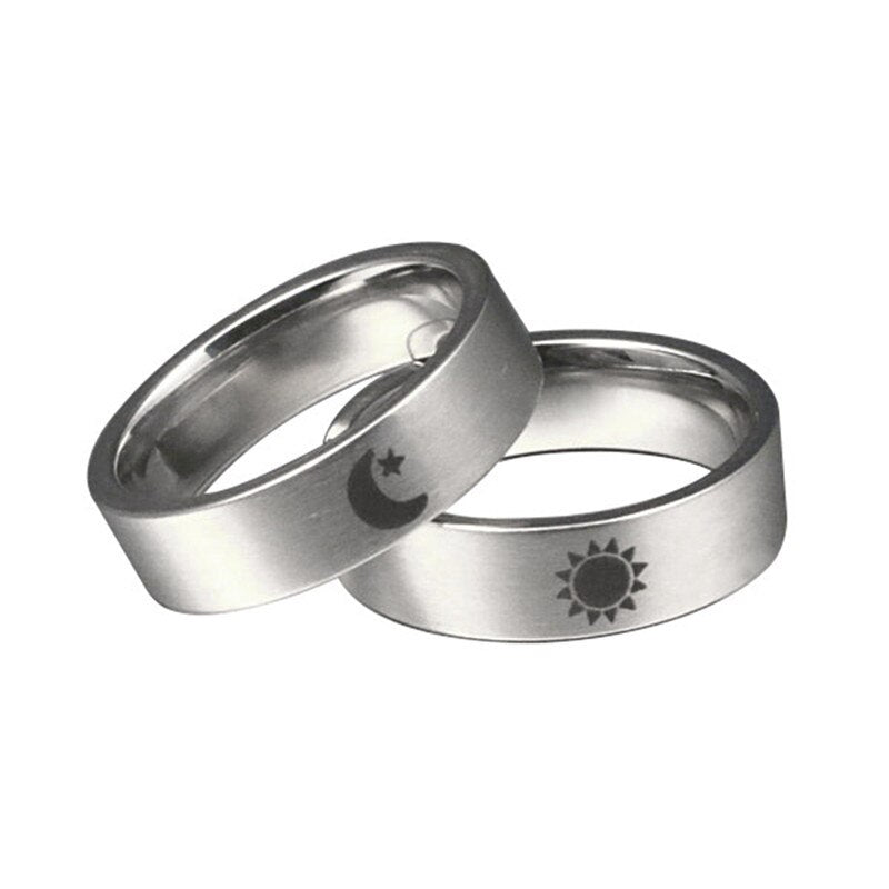 1PC  Titanium Steel Ring Moon And Sun Ring Promise Couples Rings bague homme Valentine's' Day Gifts Size5-12 Dropship