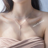 1PC (Very Thin Necklace)Real.925 Sterling Silver Jewelry Triangle Stone station statement Chorker Necklace /straight Bar Lariat