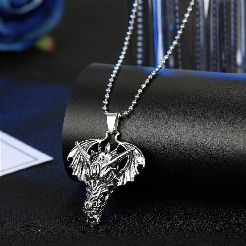 1PC Vintage Gothic Wing Skull Male Necklace Choker Punk Hiphop Bull Head Loin Big Pendant Necklace For Men Women Jewelry N798