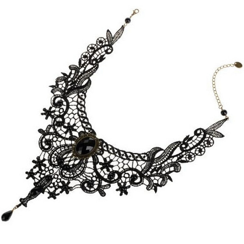 1PC Women Black Lace& Beads Choker Victorian Steampunk Style Gothic Collar Necklace Gift  Lots Bulk