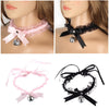 1PC Women Sexy Bow Knot Necklace Small Bell Collar Choker Lace Necklace Neck Dress Jewelry Gift Black/Pink