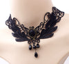 1PC Women's Style Black Fabric Rose Flower Beads Pendant Choker Lace Necklace Gothic Jewelry False Collar Statement Necklace