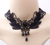 1PC Women's Style Black Fabric Rose Flower Beads Pendant Choker Lace Necklace Gothic Jewelry False Collar Statement Necklace