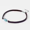 1PCS  Blue Stone Horse Eye Crackle Stone & Faux Korean Suede Leather Cord Adjustable Choker Necklace
