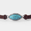 1PCS  Blue Stone Horse Eye Crackle Stone & Faux Korean Suede Leather Cord Adjustable Choker Necklace
