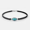1PCS  Blue Stone Horse Eye Crackle Stone & Faux Korean Suede Leather Cord Adjustable Choker Necklace