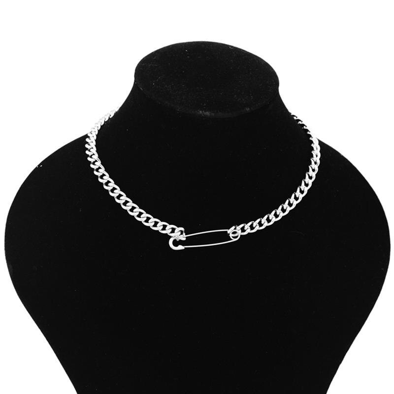 1PCS Silver color Stainless Steel Simple Paper Clip Necklace Rock Punk Style Safety Pin Pendant Necklaces скрепыши 2 коробка