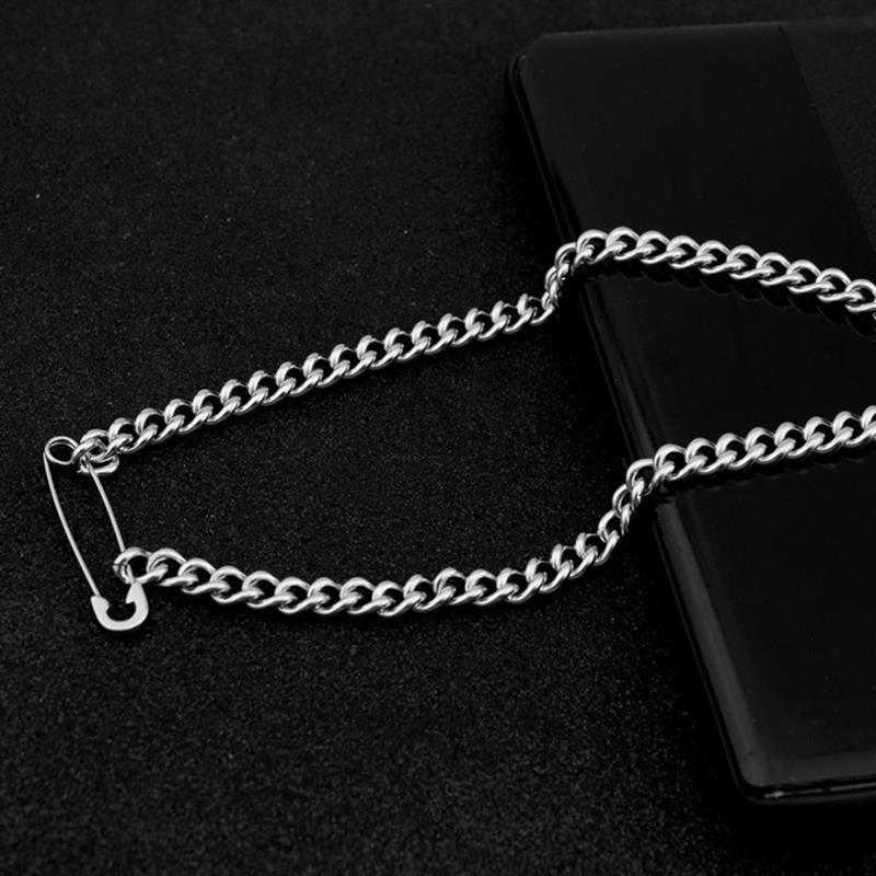 1PCS Silver color Stainless Steel Simple Paper Clip Necklace Rock Punk Style Safety Pin Pendant Necklaces скрепыши 2 коробка