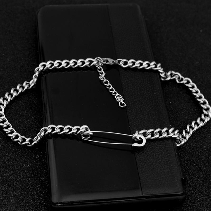 1PCS Silver color Stainless Steel Simple Paper Clip Necklace Rock Punk Style Safety Pin Pendant Necklaces скрепыши 2 коробка