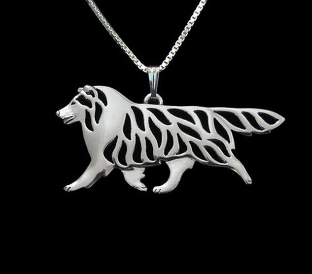 1PCS cartoon Boho Chic Alloy Shetland Sheep dog necklace Border Collie pendant jewelry golden colors plated
