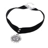 1PCs Vintage Women Gothic Leon The Professional Mathilda Necklace Girls Black Velvet Ribbon Retro Sun Shaped Choker Necklace