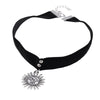 1PCs Vintage Women Gothic Leon The Professional Mathilda Necklace Girls Black Velvet Ribbon Retro Sun Shaped Choker Necklace
