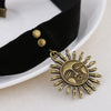 1PCs Vintage Women Gothic Leon The Professional Mathilda Necklace Girls Black Velvet Ribbon Retro Sun Shaped Choker Necklace
