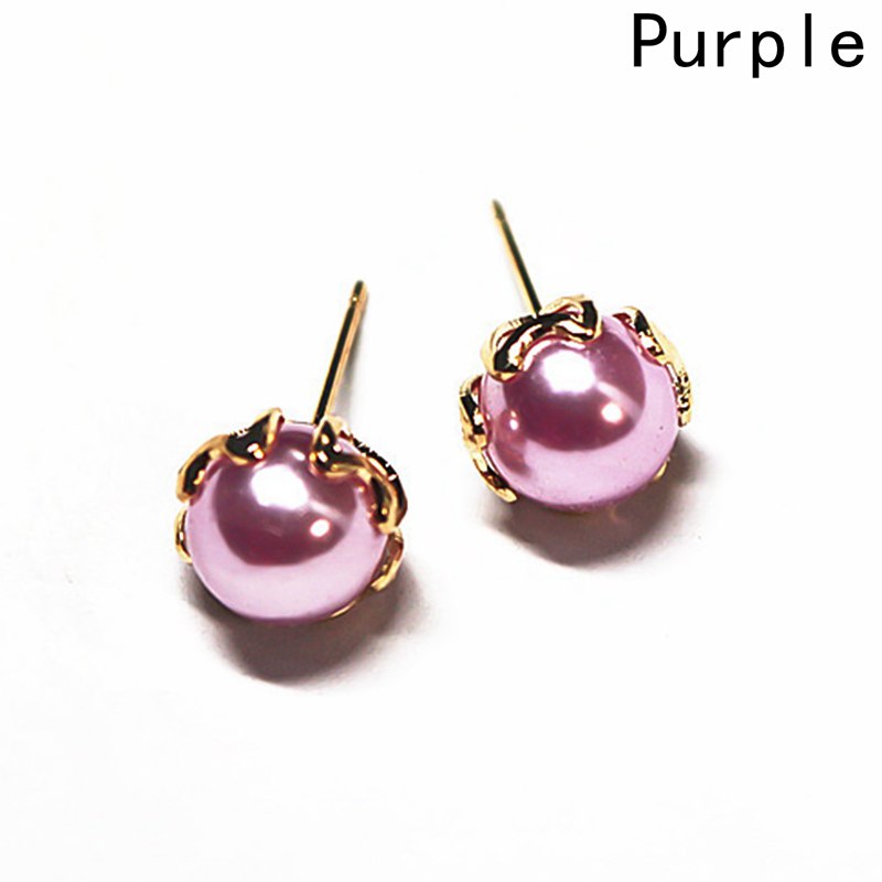 1Pair 3 Color Fashion Imitation Pearls Earrings for Women Minimalist 8mm Bead Rose Gold color Alloy Small Stud Earrings Jewelry