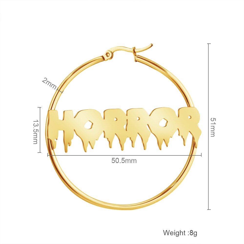 1Pair Personalized Customized Hoop Earrings For Women Earrings Horror Circle Stainless steel Halloween Party Jewelry Gift