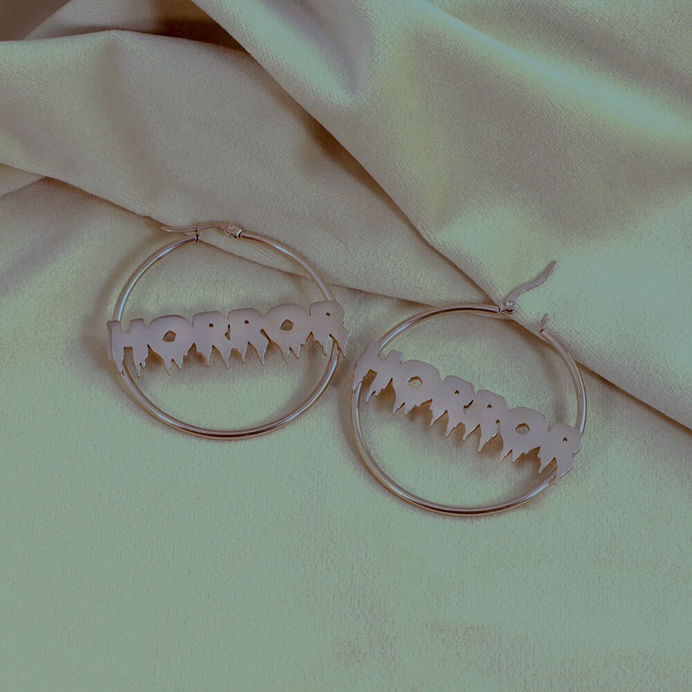 1Pair Personalized Customized Hoop Earrings For Women Earrings Horror Circle Stainless steel Halloween Party Jewelry Gift