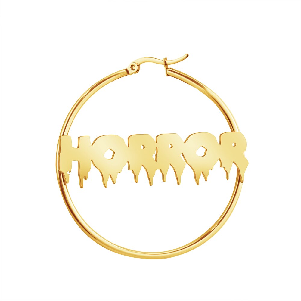 1Pair Personalized Customized Hoop Earrings For Women Earrings Horror Circle Stainless steel Halloween Party Jewelry Gift