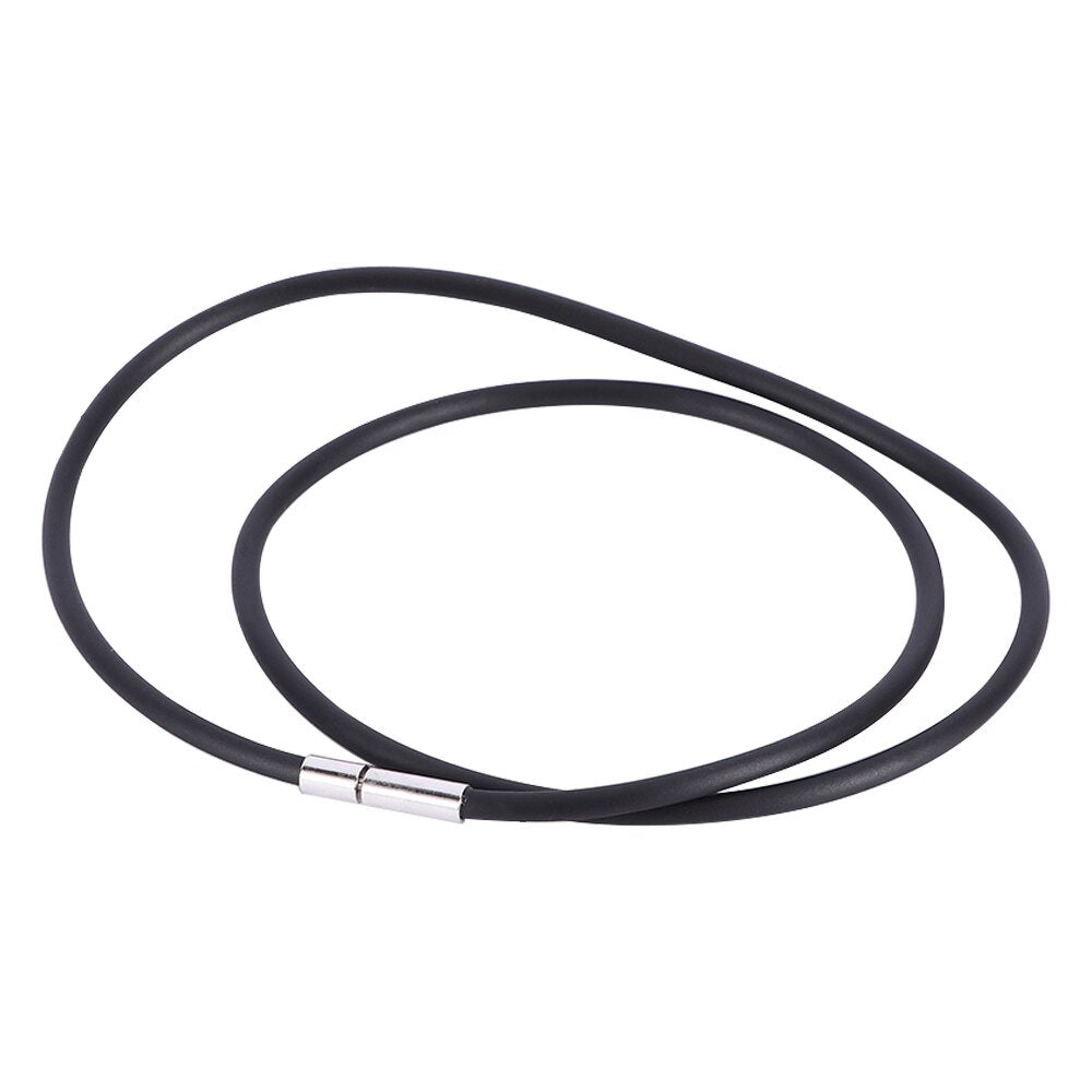 1Pc Black Rubber Cord Necklace Bracelet with Stainless Steel Closure Simple Jewelry make necklace bracelets 2021 New