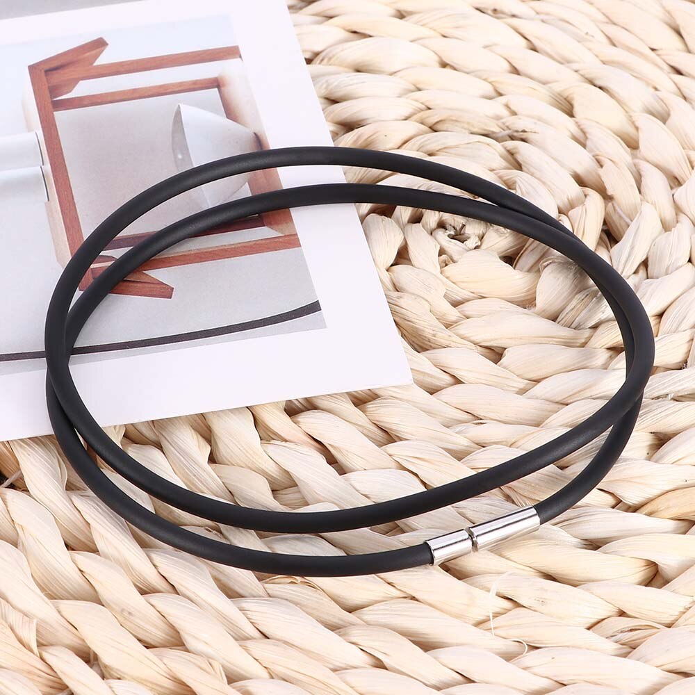 1Pc Black Rubber Cord Necklace Bracelet with Stainless Steel Closure Simple Jewelry make necklace bracelets 2021 New