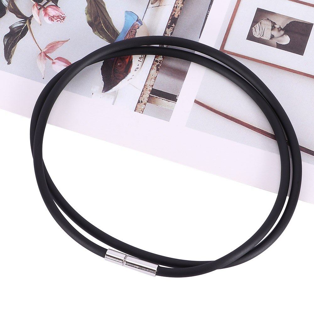 1Pc Black Rubber Cord Necklace Bracelet with Stainless Steel Closure Simple Jewelry make necklace bracelets 2021 New