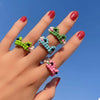 1Pc Bohemian Creative Weaving Multicolor Rice Bead Ring Necklace Cartoon Beaded Frog Brcaelets Jewelry