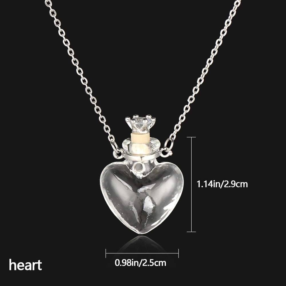 1Pc Clear Heart Bottle Essential Oil Pendant Murano Glass Perfume Necklaces Stainless Steel Chain Perfumes Jewelry bf6f13ed 83c0 4870 927a