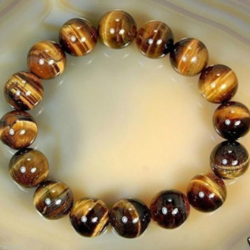1Pc  Natural Stone Beads Buddha Bracelet Brown Tiger Eyes Beads Braclet For Men Women