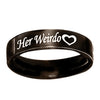 1Pc His Crazy Her Weirdo Wedding Engagement Letter Print Couple Ring Jewelry
