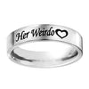 1Pc His Crazy Her Weirdo Wedding Engagement Letter Print Couple Ring Jewelry