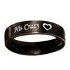1Pc His Crazy Her Weirdo Wedding Engagement Letter Print Couple Ring Jewelry