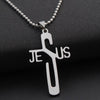 1Pc JESUS Cross Pendant Necklace Jewelry Stainless Steel Chain Christian Symbol Nice  Gifts  2022