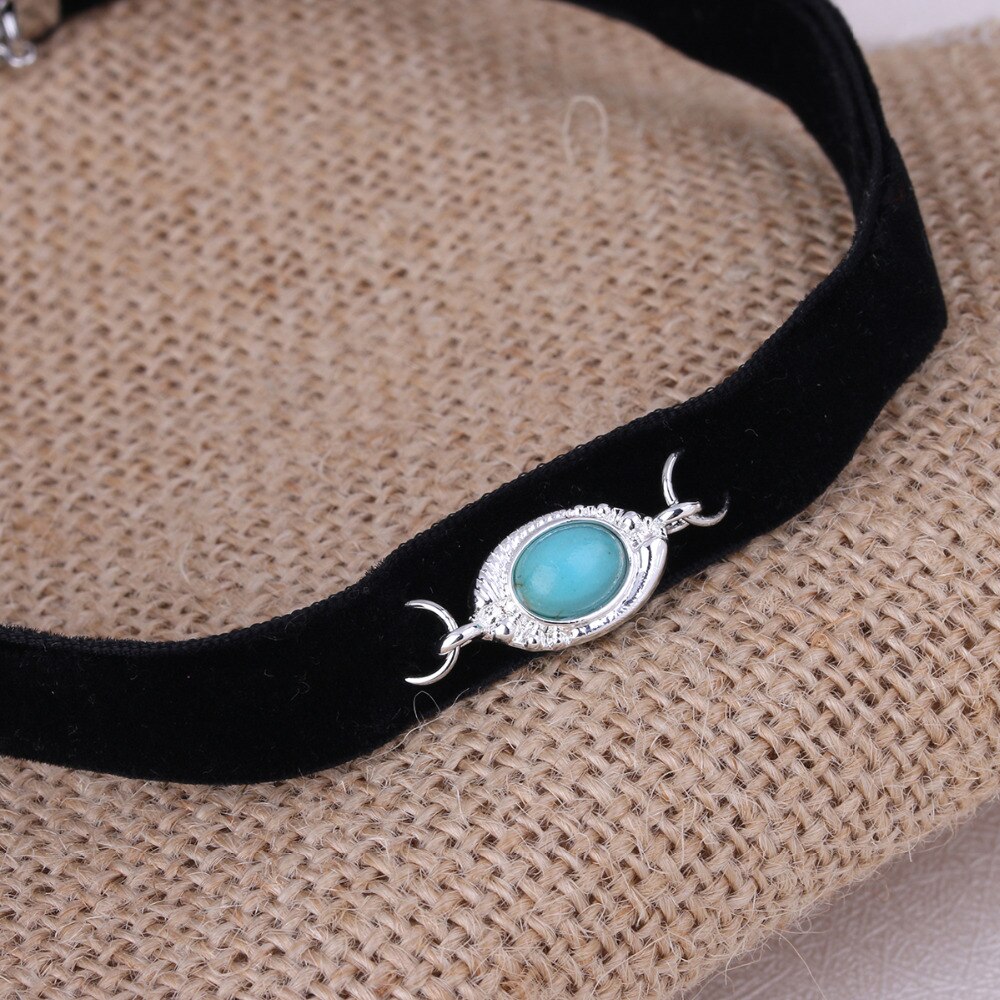1Pc  Evil Eye With Stone Pendant Black Korea Velvet Rope Choker Collar Necklace Female Collier Bijoux Girls Gift