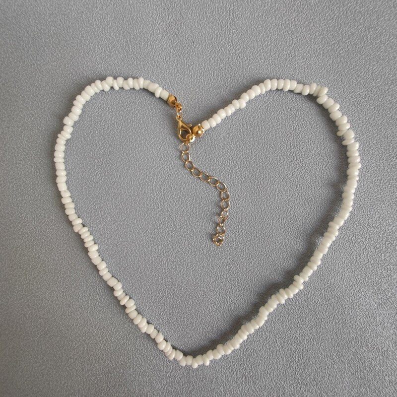 1Pc Simple Acrylic Seed Beads Strand Necklace Multi-color Beaded Elastic String Short Choker Necklace For Women Girls  Jewelry