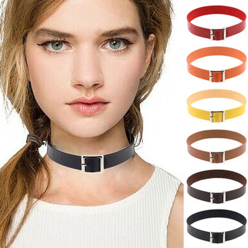 1Pc Women Girls Punk Choker Chain Goth Leather Necklace Collar Choker Jewelry  ras de cou