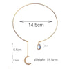 1Pcs Creative Moon Pendant Open Choker Necklace For Ladies Elegant Crystal Cuff Collar Necklace Statement Party Jewelry