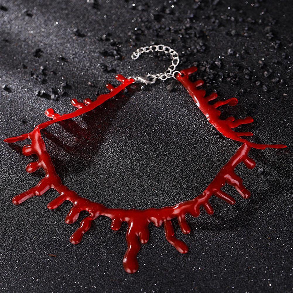1Pcs Gothic Style Red Blood Drip Necklace Fancy Dress Fun Joke Choker For Women Men Horror Party Jewerly