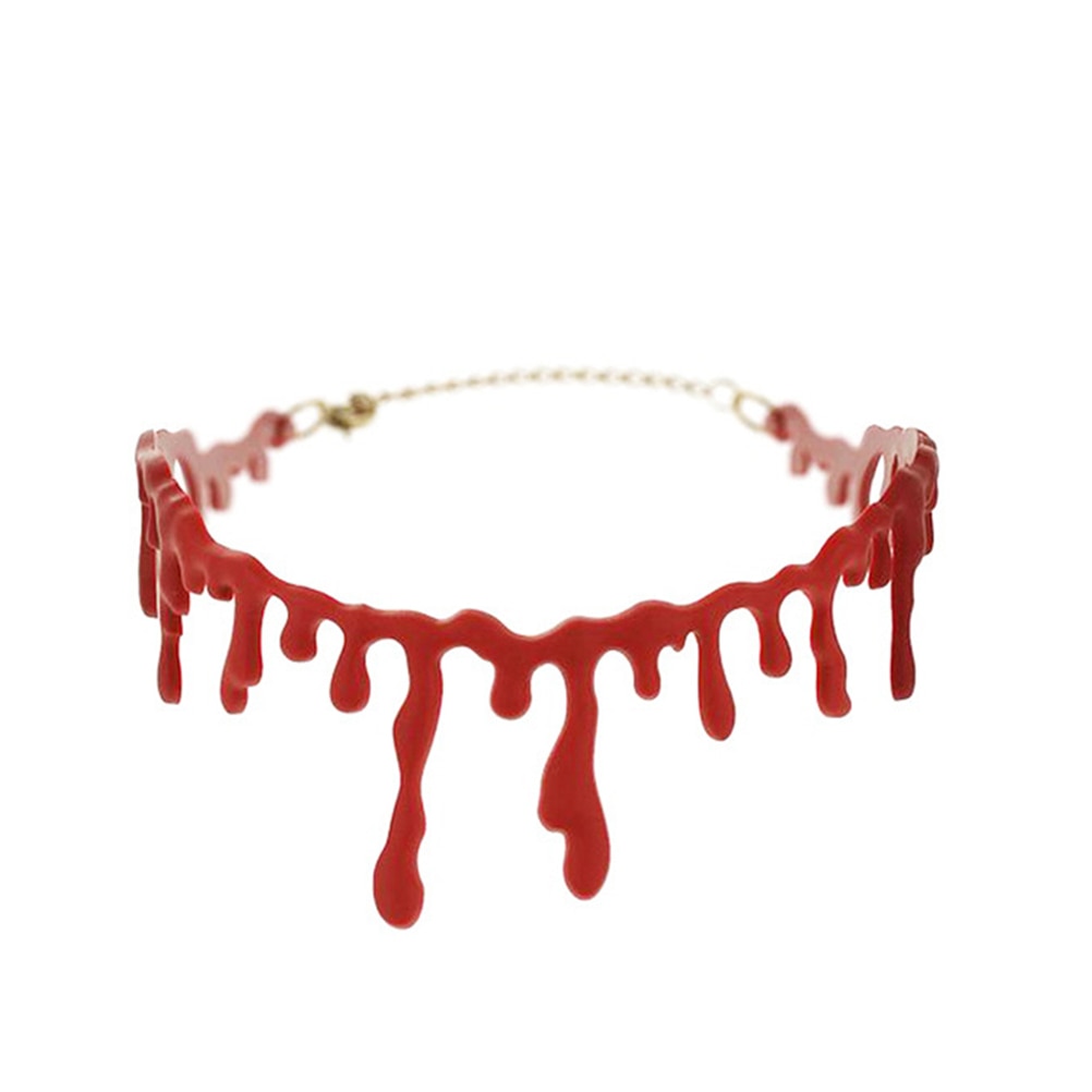 1Pcs Gothic Style Red Blood Drip Necklace Fancy Dress Fun Joke Choker For Women Men Horror Party Jewerly