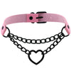 1Pcs Heart Choker With Chain Goth Collar For Girls Punk Cute Kawaii Cosplay Necklace Girl Chockers Harajuku Accessories