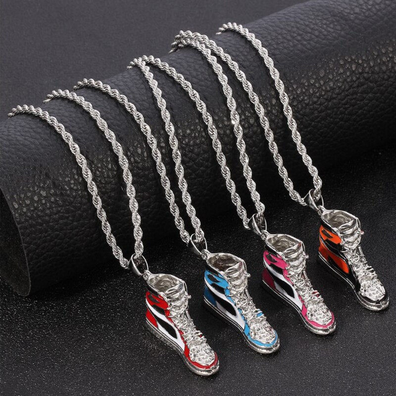 1Pcs Mini Hip-Hop Sneaker Pendant Necklace Cool Collar Male Street Style Rapper Cute Necklace Christmas Gift For Friend