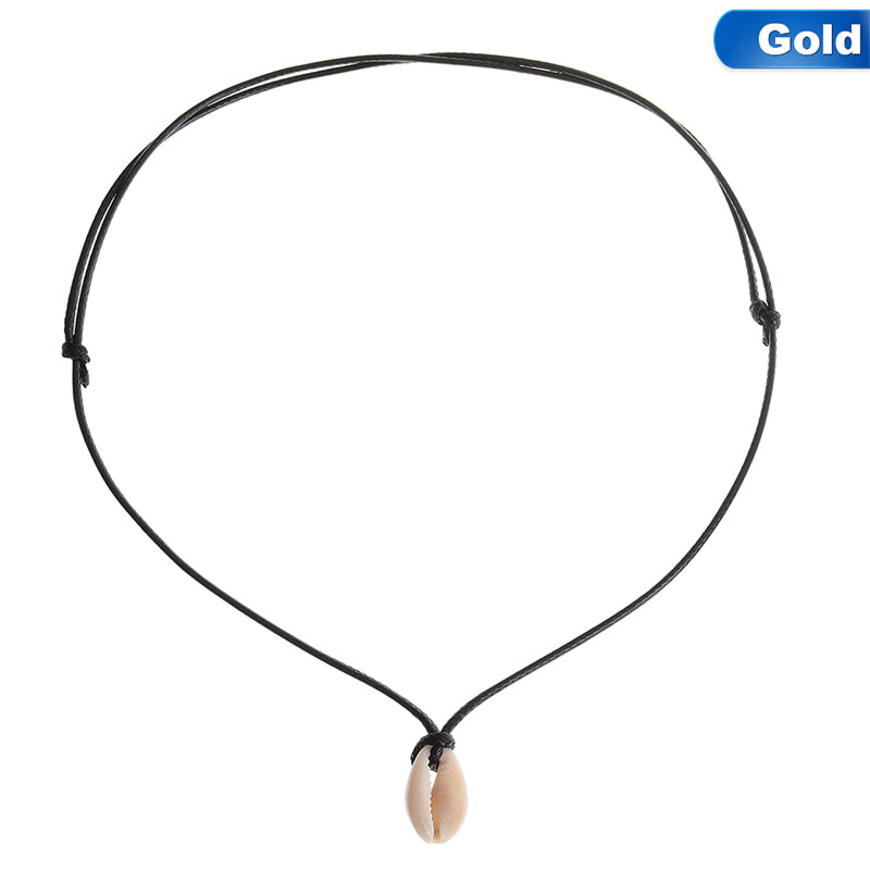 1Pcs Punk Sea Shell Collar Choker Necklace Boho Black White Leather Seashell Pendant Necklaces For Bohemian Women Men Jewelry