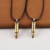 1Pcs Punk Simulation 3D Bullet Necklace Wax Rope Chain 1314 520 Couple Bullet Pendant Necklaces Black Leather Chain