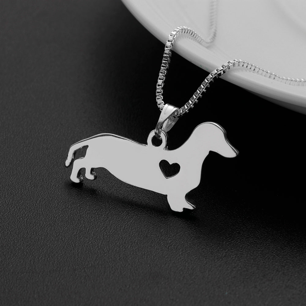 1Pcs Silver Color Dachshund Necklace New Cute Little Puppy Dog Pendant Necklace for Men & Women Jewelry