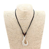 1Pcs White Resin Ethnic Tribal Maori Hook Pendant Necklace Imitation Yak Bone Charm Black Wax Cotton Cord Jewellery Adjustable