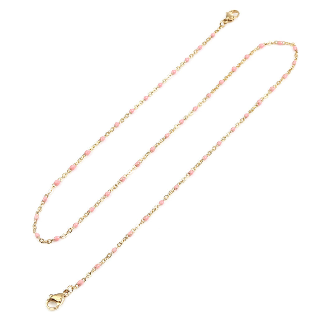 1Piece Stainless Steel Necklace Strap Lariat Lanyard Enamel Beads Chains Necklace 51cm long For Face Hanger Mask Line Decoration