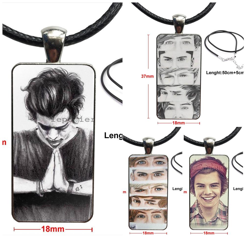 1d One Direction Sketch N Draw Necklace Long Chain With Rectangle Necklace Jewelry For Women Children