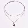 1lots=2pcs New vintage silver color drop stone pendant necklace women girl jewelry gifts N0045