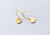 1pair Authentic Real 100% 925 Sterling Silver fine Jewelry Golden Round Coin Geometric dangle Earrings hook GTLE2326